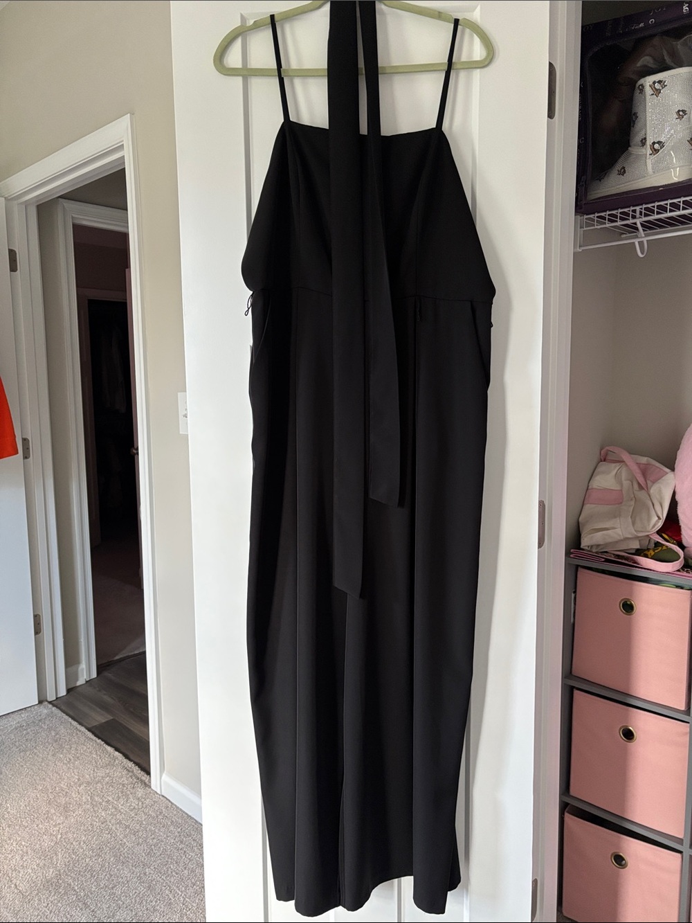 Nine West Black Sleeveless Tie-Neck Jumpsuit